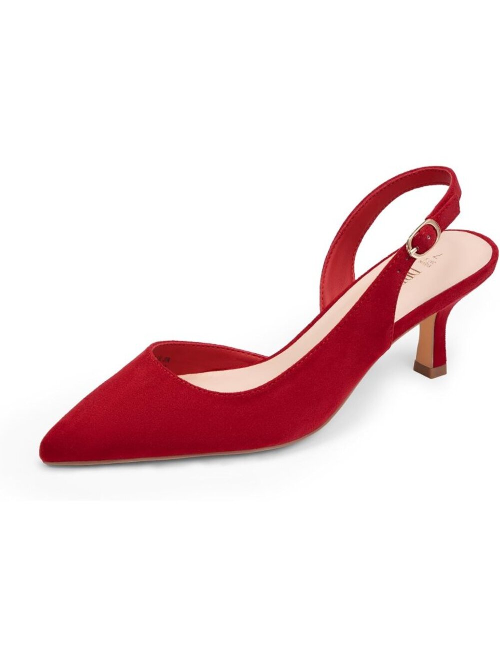 Women's Red suede Kitten Heels Slingback Closed Pointed Toe Low Pumps Shoes